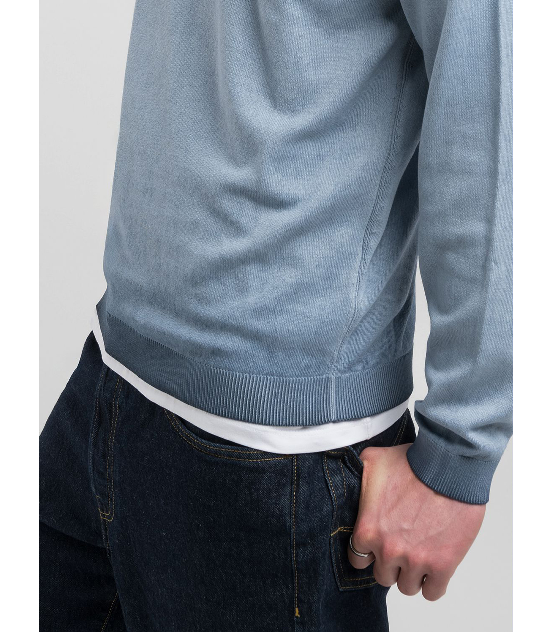 オンブレ ソフトコットンニット 詳細画像 グレイッシュブルー 6